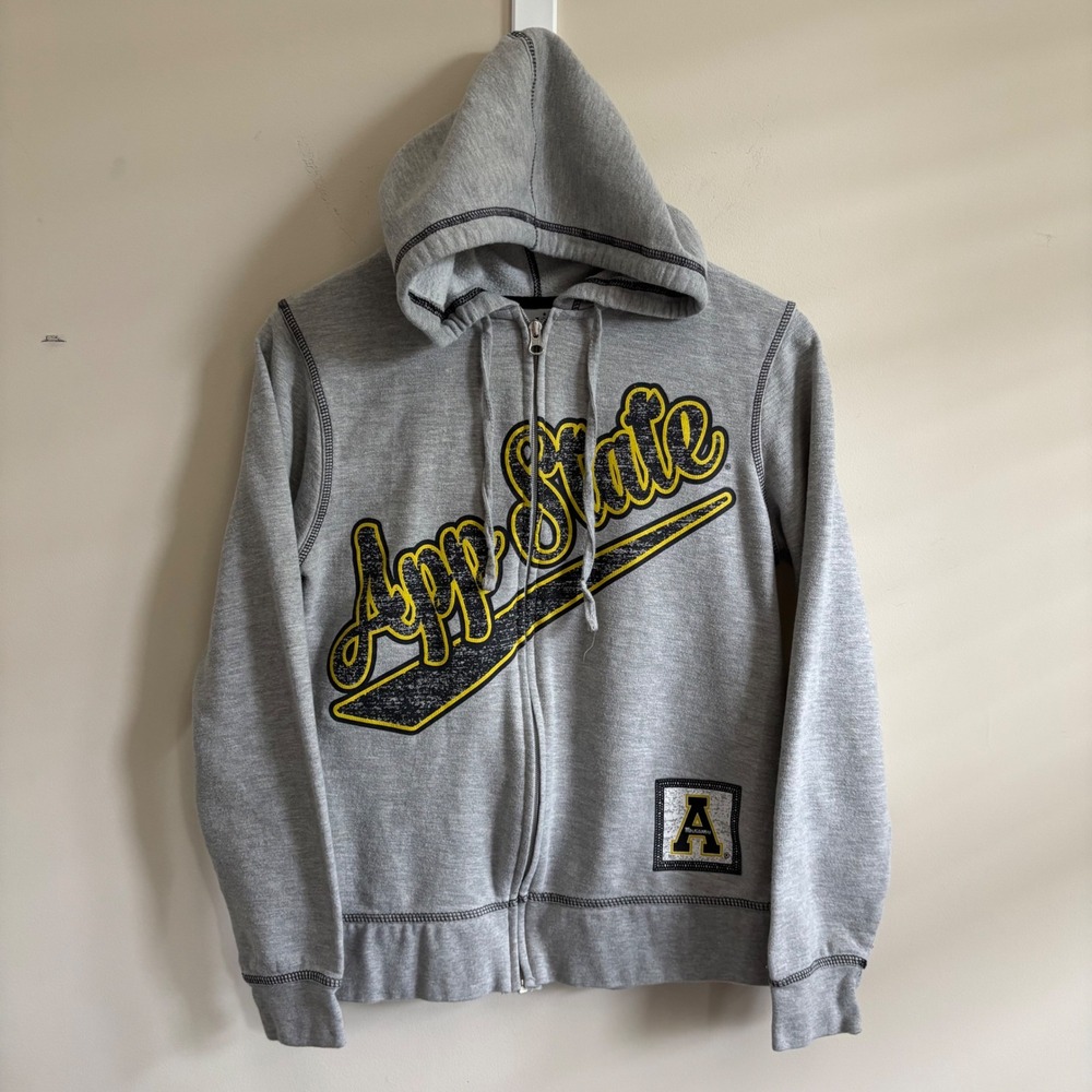 Creative Apparel App State Mountaineers Full Zip Hoodie Gray Medium